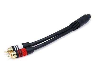 Monoprice 6inch Premium 3.5mm Stereo Female to 2RCA Male 6 inches, Black 