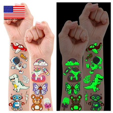 Luminous Temporary Tattoos for Kids, Glow Party Supplies