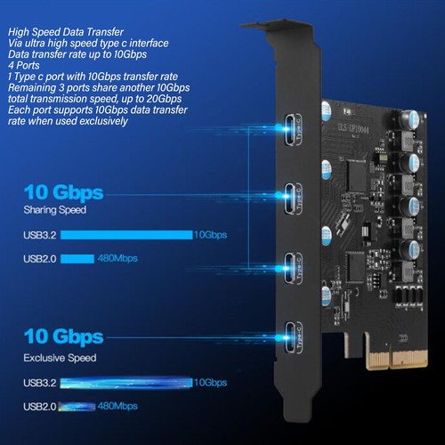 Pcie To Type C Expansion Card 20Gbps Usb 3.2 Pci Express Card Controller A AM - Afbeelding 19 van 22