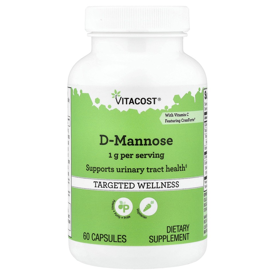 D-Mannose With Vitamin C Featuring CranForte®, 60 Capsules