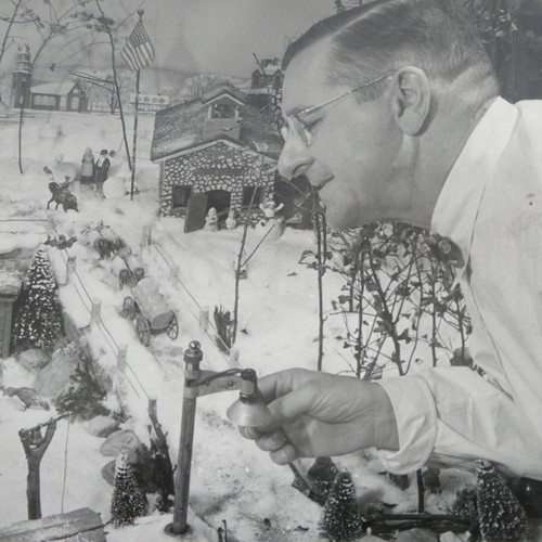 Milwaukee Journal Pressefoto Miniatur Dorf Diorama verschneit 10x8 Zoll Vintage - Bild 4 von 7