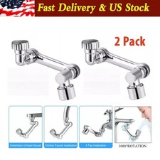 2 Universal 1080 Swivel Extension Faucet Aerator Rotate Robotic Arm Extend