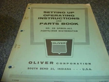 Oliver No. 28 Spred-All Fertilizer Distributor Set-Up Parts & Operator Manual xz