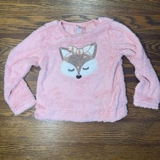 bmagical by btween Pink Fuzzy Fox Pullover Soft Sequin Sparkly Size 4T