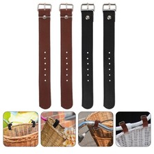 2 Pairs of Leather Basket Straps Leather Straps with Metal Buckle Adjustable