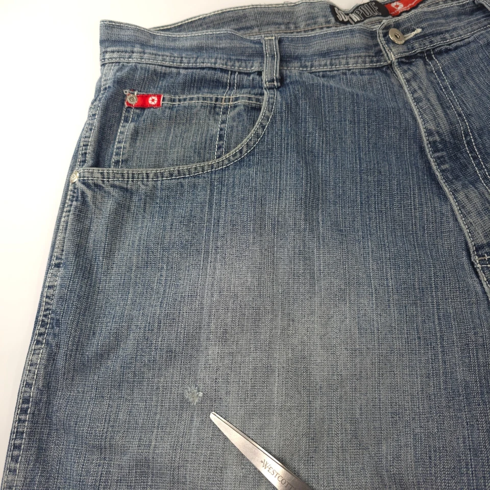 PANTALONES CORTOS VINTAGE Y2K SOUTHPOLE PARA HOMBRE TALLA 38 AZUL DENIM 100% ALGODÓN ENTREPIERNA 13 in.. Foto 4 de 4