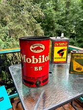 Vintage Rare Huge Mobiloil Gargoyle BB Motor Oil Can French ? Gas Mobil sign