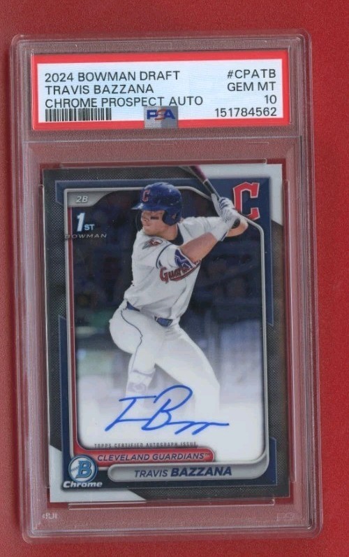 TRAVIS BAZZANA 2024 BOWMAN DRAFT CHROME 1ST ROOKIE AUTO #CPATB PSA 10