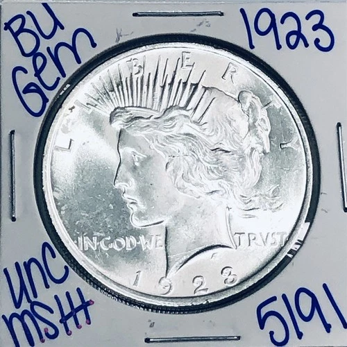 1923 BU UNCIRCULATED SILVER PEACE DOLLAR AUTHENTIC U.S. MINT FREE SHIPPING 5191