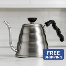 Drip Kettle Stovetop Gooseneck Coffee Kettle 1.2L, Stainless