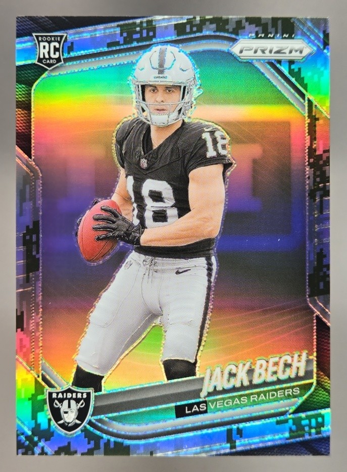2025 Panini Football Prizm Jack Bech Forest Camo /15 #346 RC Las Vegas Raiders
