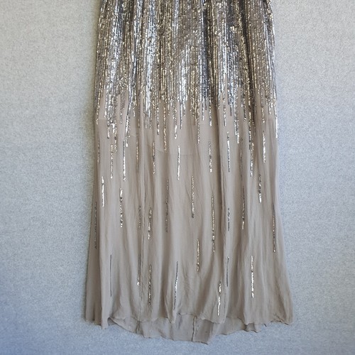 VTG Ruth Tarvydas Dress Sz Small Grey Silver Sequined Silk Halter Y2K Gown - Picture 3 of 16