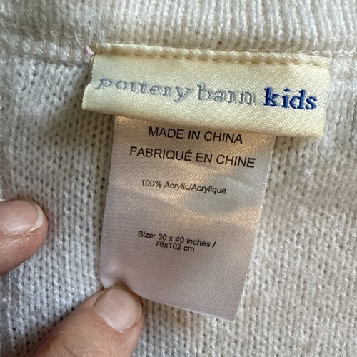 Pottery Barn Kids Herz Liebe Strick Baby Decke grau weiß Bordüre Größe 30x40 - Bild 4 von 7