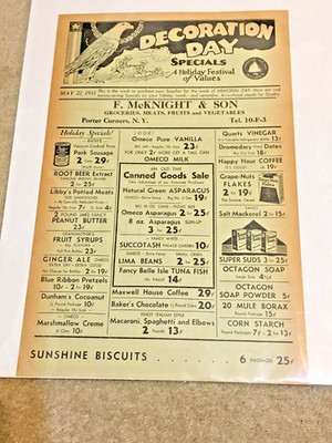 Vntg May 1933 Grocery Adv NY Store Display Poster Flyer, Depression Prices