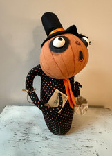 Joe Spencer Gathered Traditions HOMER Pumpkin Head Shelf Sitter Halloween Doll