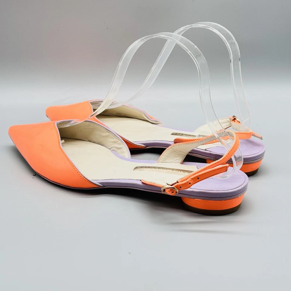 Zapatos planos Sophia Webster para mujer 9 naranja púrpura charol con cordones Foto 4 de 4