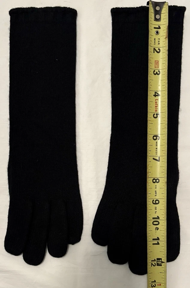 Guantes largos 100 % cachemir negros talla única Foto 3 de 4