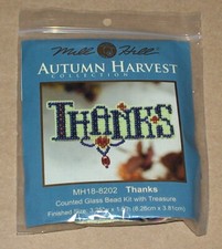 Mill Hill Autumn Harvest "Thanks" Counted Glass Bead Kit w/ Treasure NIP