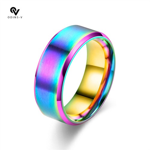 8mm Men Women Couple Stainless Steel Finger Fashion Wedding Engagement Rings - Picture 6 of 15