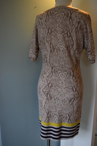 Ann Taylor LOFT 100% merino Wool Dress Sheath Colorblock Excellent M Snake Print - Picture 4 of 6
