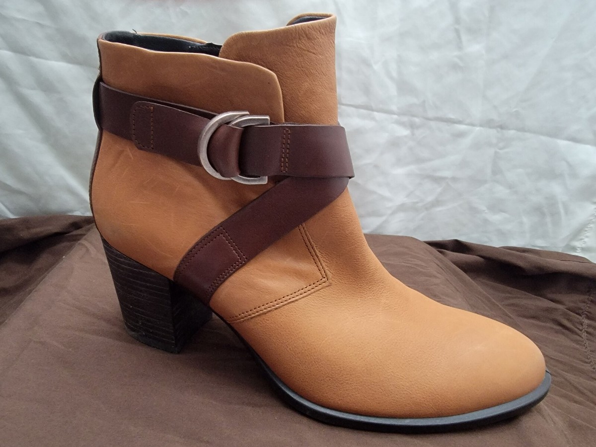 New ECCO Women s Shape 55 Mid Cut Leather Boot Cognac Mink Size 10 10.5 eBay