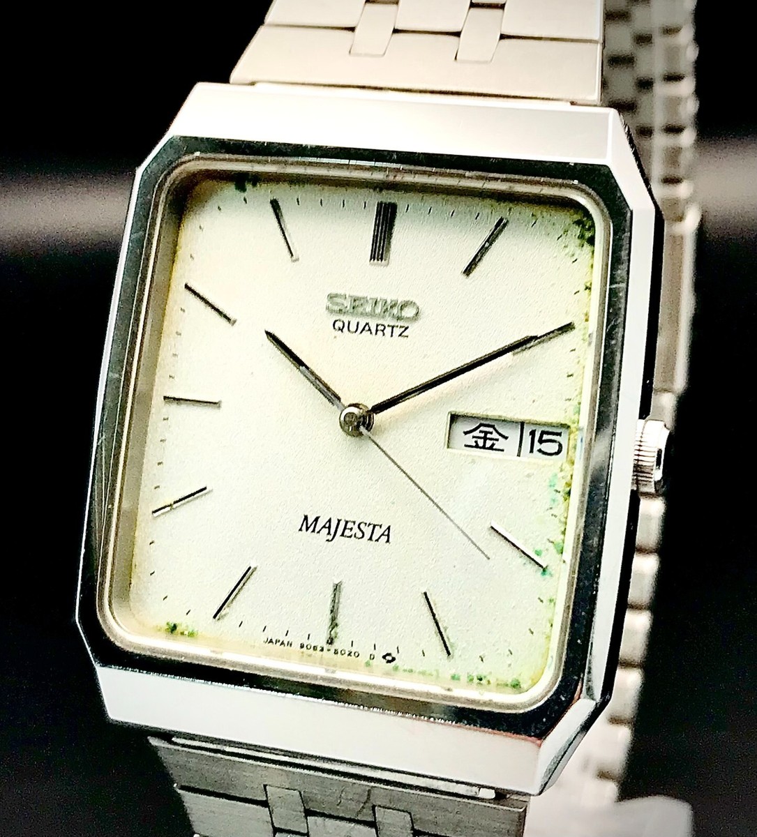 SEIKO WATCH MAJESTA 9063-5020 QUARTZ SILVER DAY DATE KANJI