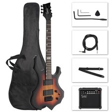 Glarry Flame Shaped H-h Pickups Electric Guitar Kit With 20w Electric Guitar Amp