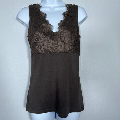 Vintage Womens Y2K Forest Fairy Top Sz S Lace Layering Babydoll Chocolate Brown - Picture 10 of 10