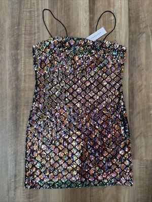 NWT Topshop Multicolor Mermaid Sequin Sparkly Mini Dress size