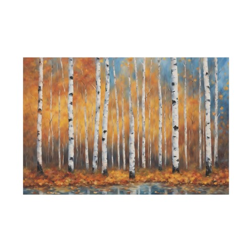 Colorful Birch Trees Print Matte Canvas Landscape Wall Art - Picture 22 of 25