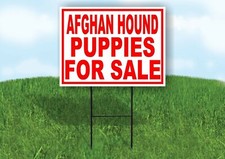 Afghan Hound PUPPIES FOR SALE RED Yard Sign Road with Stand LAWN SIGN