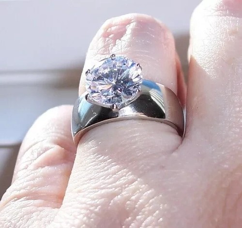 2.0Ct Round Cut Simulated Diamond Solitaire Wedding Ring 14K White Gold Plated - Picture 6 of 11