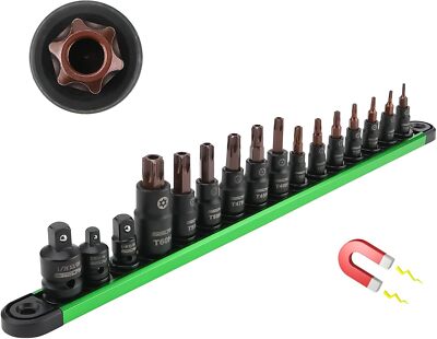 Torx Star Bit Socket Set: 16-Piece Tamper Proof Set Full Size 