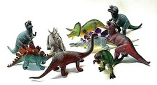 Lot of 9 Dinosaurs T-Rex Stegosaurus Triceratops Plastic 7" to 11" More....