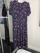 LIPSY SIZE 14 Black Floral SHIRT DRESS NEW WITHOUT TAGS - Maxi Length 