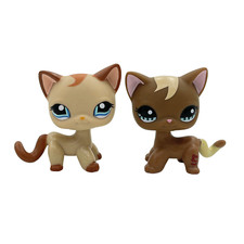 2pcs Littlest pet shop Toys girls bobble head short hair cats #1024 and #1170