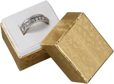 Jewelry Ring Boxes 100 Gold Foil Retail Gift Merchandise 1 ½" x 1 ¼” x 1 ½" Lid