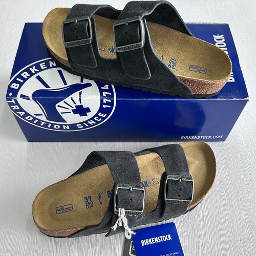 Birkenstock Arizona Soft Footbed Midnight Blue Suede Leather Casual Sandals - Picture 7 of 9