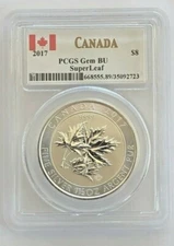 2017 Silver $8 Silver Canadian Maple Leaf 1.5 oz BU PCGS SuperLeaf