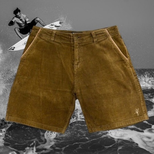 Pantaloncini da surf da uomo Toes On The Nose in velluto a coste marrone scuro pesante taglia 32