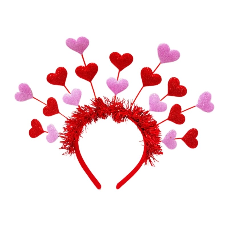 Heart Head Bopper Headband Valentine s Day Hair Hoop Glitter Tinsel