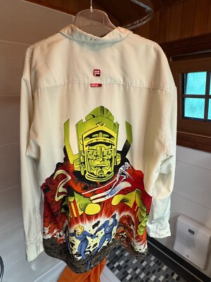 Retro Marc Ecko Unltd Fantastic 4 Four X Marvel Button Langarmshirt Hemd Hip Hop