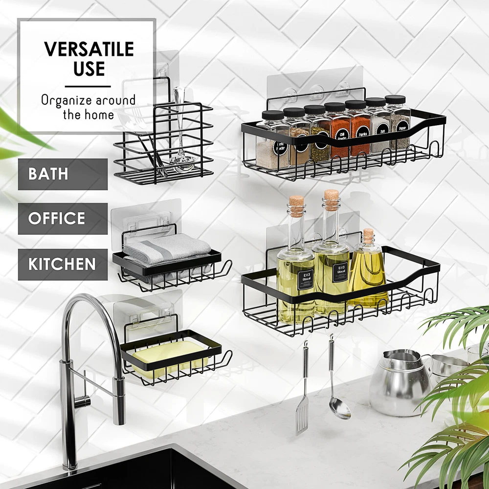 Adhesive Shower Caddy Organizer for Bathroom Storage Space