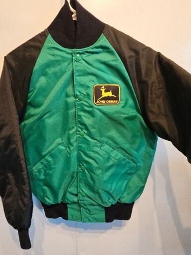 Vtg John Deere Snap Trucker Farm Tractor Work Varsity Jacket Coat Youth Large - Picture 3 of 6