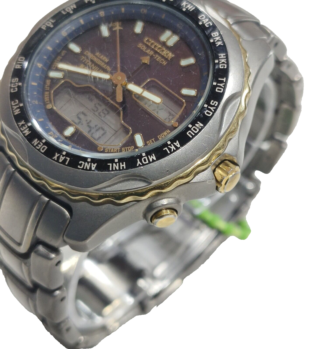 【稼働/新品電池】CITIZEN ALTIMETER TITANIUM 腕時計 Zenshin Mechanical Blue Dial Super Titanium Bracelet NJ0180