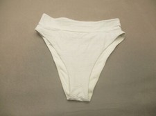 Aerie Size M Womens White High-Cut Stretch High Waisted Cheeky Bikini Bottom 10C
