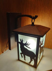 VINTAGE RUSTIC MOOSE ELK CABIN HUNTING LODGE WALL MOUNT PORCH LIGHT FIXTURE