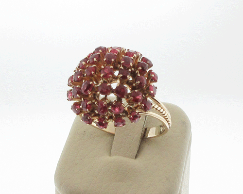 Vintage Estate Natural 2.50cttw Ruby Solid 14k Yellow Gold Dome Ring FREE Sizing - Picture 5 of 6