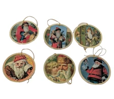 Merrimack 1976 Santa Gift Tag Ornament (Lot 6) Paperboard Metal Vtg