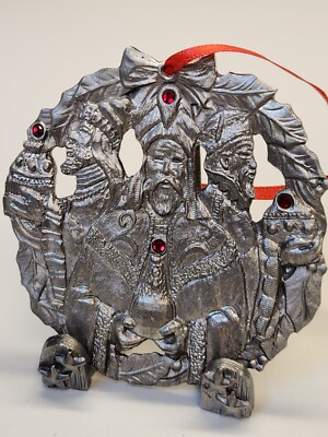 Michael Ricker Pewter Christmas Ornament W/stand  - 3 Wise Men 1995 2417/2500